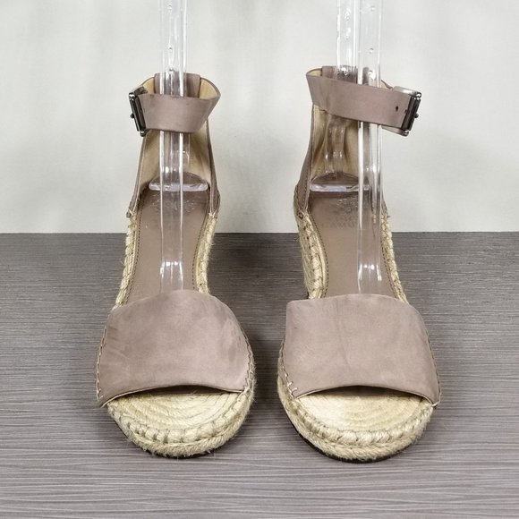 Vince Camuto Leera Espadrille Wedge Sandal Taupe Leather, Womens Size 6.5 M / 37 - Picture 2 of 10